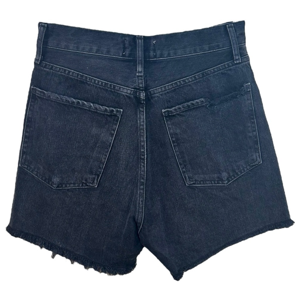 Agolde - Women’s ‘Dee’ High-Rise, Distressed, Frayed Shorts - Black, Size 25 - Picture 3 of 13